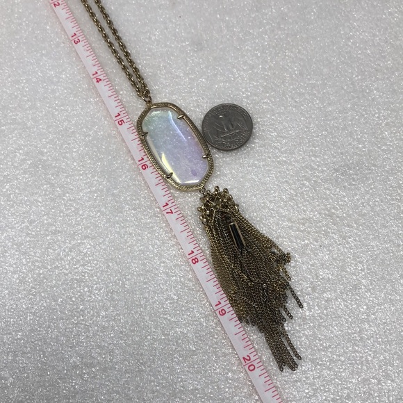 Kendra Scott Necklace Iridescent Tassel Gold Tone Long - Picture 9 of 12